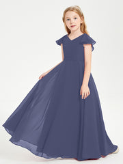 Robe de Demoiselle d'Honneur Junior en Mousseline Délicate Orageux