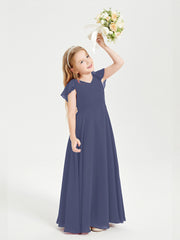 Robe de Demoiselle d'Honneur Junior en Mousseline Délicate Orageux