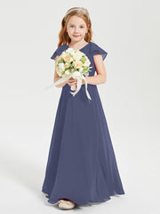 Robe de Demoiselle d'Honneur Junior en Mousseline Délicate Orageux