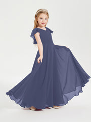 Robe de Demoiselle d'Honneur Junior en Mousseline Délicate Orageux
