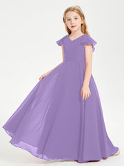 Robe de Demoiselle d'Honneur Junior en Mousseline Délicate Tahiti