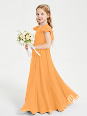 Robe de Demoiselle d'Honneur Junior en Mousseline Délicate Mandarine