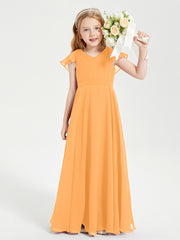 Robe de Demoiselle d'Honneur Junior en Mousseline Délicate Mandarine
