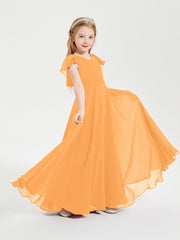 Robe de Demoiselle d'Honneur Junior en Mousseline Délicate Mandarine