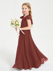 Robe de Demoiselle d'Honneur Junior en Mousseline Délicate Terracotta