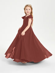 Robe de Demoiselle d'Honneur Junior en Mousseline Délicate Terracotta