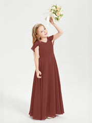 Robe de Demoiselle d'Honneur Junior en Mousseline Délicate Terracotta