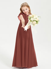 Robe de Demoiselle d'Honneur Junior en Mousseline Délicate Terracotta