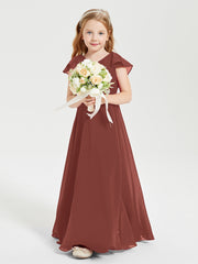 Robe de Demoiselle d'Honneur Junior en Mousseline Délicate Terracotta