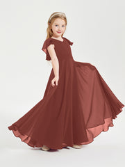 Robe de Demoiselle d'Honneur Junior en Mousseline Délicate Terracotta