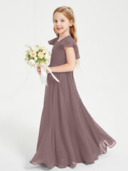 Robe de Demoiselle d'Honneur Junior en Mousseline Délicate Vintage Mauve