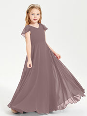 Robe de Demoiselle d'Honneur Junior en Mousseline Délicate Vintage Mauve