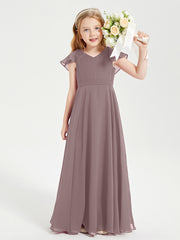 Robe de Demoiselle d'Honneur Junior en Mousseline Délicate Vintage Mauve