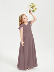 Robe de Demoiselle d'Honneur Junior en Mousseline Délicate Vintage Mauve