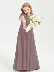 Robe de Demoiselle d'Honneur Junior en Mousseline Délicate Vintage Mauve