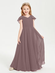 Robe de Demoiselle d'Honneur Junior en Mousseline Délicate Vintage Mauve