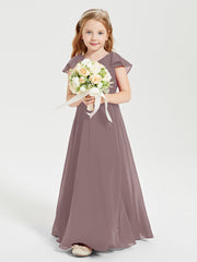 Robe de Demoiselle d'Honneur Junior en Mousseline Délicate Vintage Mauve