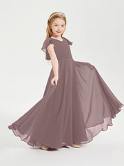 Robe de Demoiselle d'Honneur Junior en Mousseline Délicate Vintage Mauve
