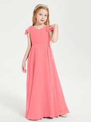 Robe de Demoiselle d'Honneur Junior en Mousseline Délicate Pastèque