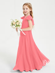 Robe de Demoiselle d'Honneur Junior en Mousseline Délicate Pastèque