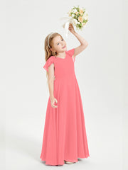 Robe de Demoiselle d'Honneur Junior en Mousseline Délicate Pastèque