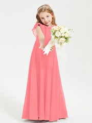 Robe de Demoiselle d'Honneur Junior en Mousseline Délicate Pastèque