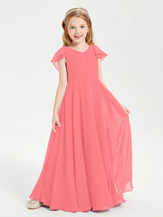 Robe de Demoiselle d'Honneur Junior en Mousseline Délicate Pastèque