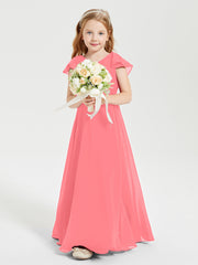 Robe de Demoiselle d'Honneur Junior en Mousseline Délicate Pastèque
