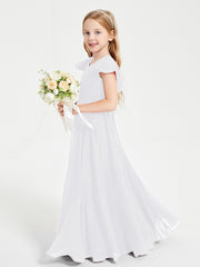 Robe de Demoiselle d'Honneur Junior en Mousseline Délicate Blanc