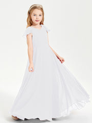 Robe de Demoiselle d'Honneur Junior en Mousseline Délicate Blanc
