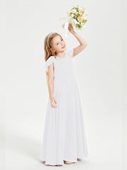 Robe de Demoiselle d'Honneur Junior en Mousseline Délicate Blanc