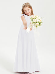 Robe de Demoiselle d'Honneur Junior en Mousseline Délicate Blanc