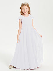 Robe de Demoiselle d'Honneur Junior en Mousseline Délicate Blanc