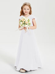 Robe de Demoiselle d'Honneur Junior en Mousseline Délicate Blanc