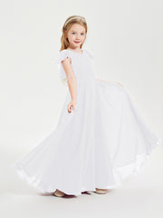 Robe de Demoiselle d'Honneur Junior en Mousseline Délicate Blanc