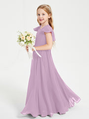 Robe de Demoiselle d'Honneur Junior en Mousseline Délicate Glycine