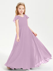 Robe de Demoiselle d'Honneur Junior en Mousseline Délicate Glycine