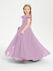 Robe de Demoiselle d'Honneur Junior en Mousseline Délicate Glycine