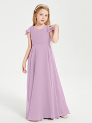 Robe de Demoiselle d'Honneur Junior en Mousseline Délicate Glycine