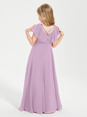 Robe de Demoiselle d'Honneur Junior en Mousseline Délicate Glycine