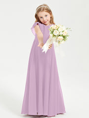 Robe de Demoiselle d'Honneur Junior en Mousseline Délicate Glycine