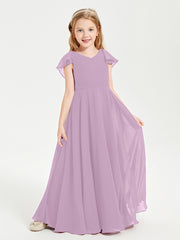 Robe de Demoiselle d'Honneur Junior en Mousseline Délicate Glycine