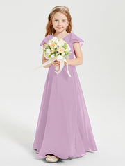 Robe de Demoiselle d'Honneur Junior en Mousseline Délicate Glycine