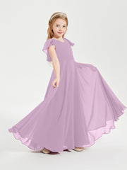 Robe de Demoiselle d'Honneur Junior en Mousseline Délicate Glycine