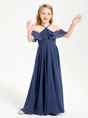 Robes de Demoiselle d'Honneur Junior Longues à Hors de l'Épaule-Orageux