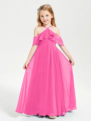 Robes de Demoiselle d'Honneur Junior Longues à Hors de l'Épaule Azalée