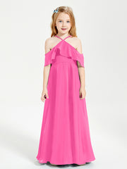 Robes de Demoiselle d'Honneur Junior Longues à Hors de l'Épaule Azalée