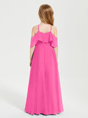 Robes de Demoiselle d'Honneur Junior Longues à Hors de l'Épaule Azalée