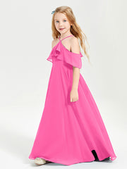 Robes de Demoiselle d'Honneur Junior Longues à Hors de l'Épaule Azalée