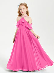 Robes de Demoiselle d'Honneur Junior Longues à Hors de l'Épaule Azalée